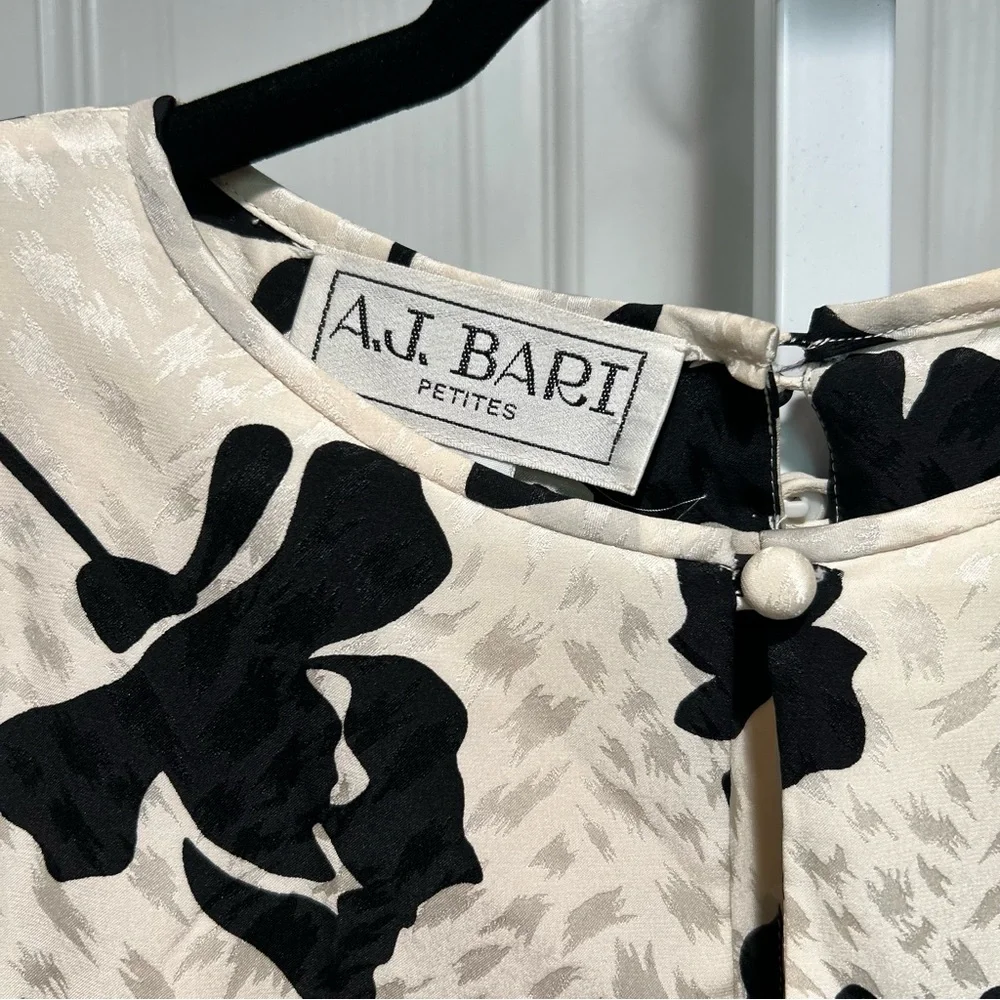 Vintage A.J. Bari 1980s Black & White Petites Cocktail Dress | Size S/P